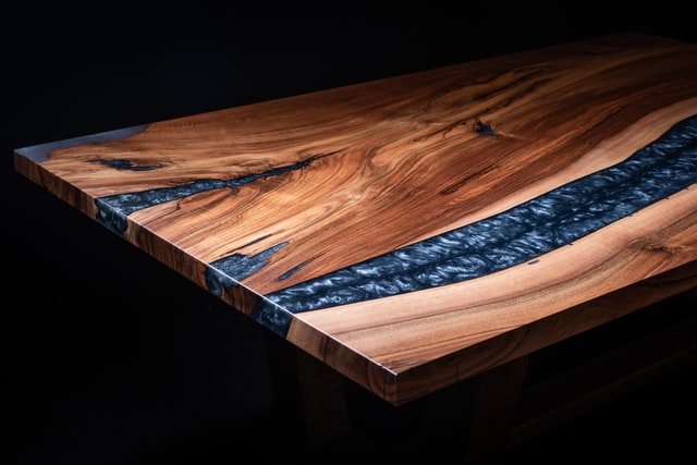 table with stabilized wood